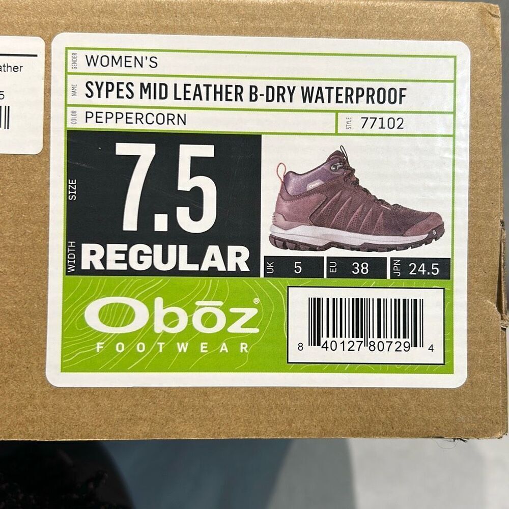 Oboz Womens Sypes Mid Leather B-Dry Waterproof Hiking Boots Sz 7.5 Peppercorn 77 - Picture 11 of 11